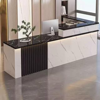 Amazon_com_ AUCRISE L-Shaped Modern Reception Desk…